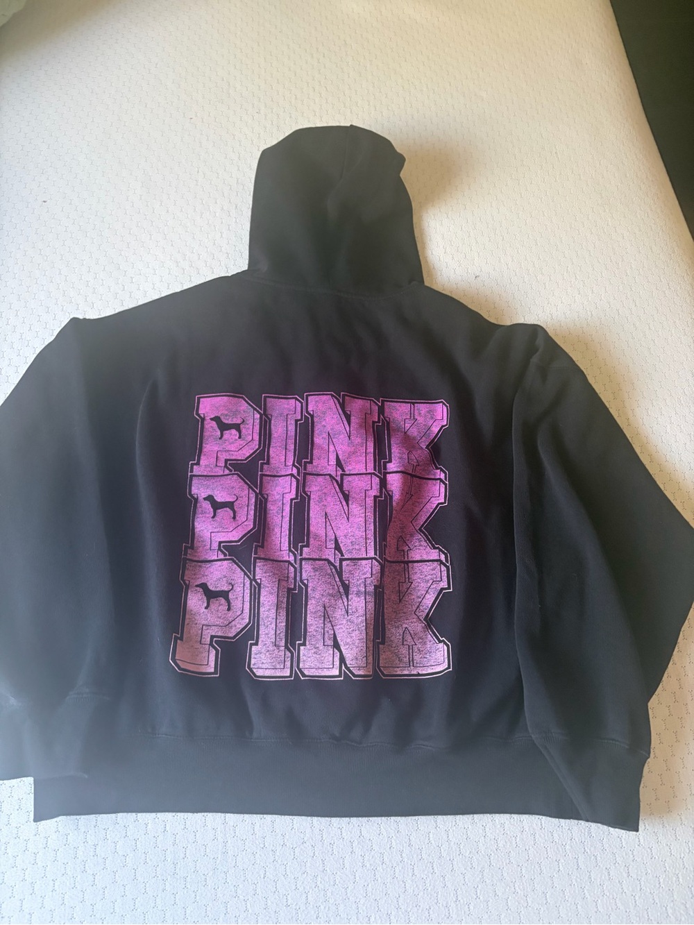 PINK Victoria's Secret Black Hoodie with Pink Gradient Graphic
